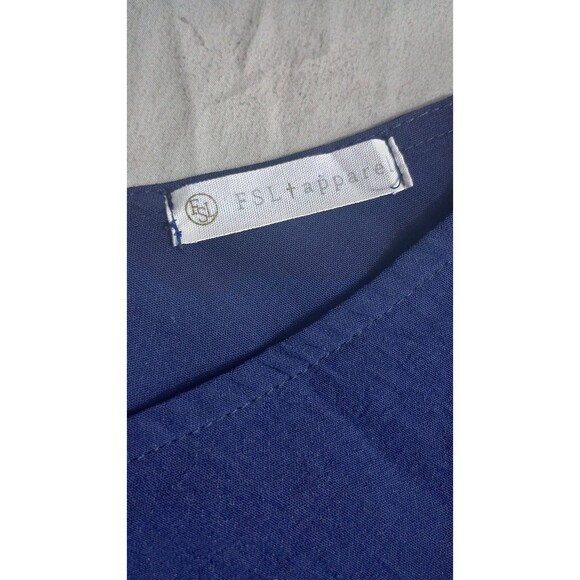 Womans Blue Orange Shirt Blouse Size Large By FSL Apparel War Eagle Preppy - Picture 2 of 5